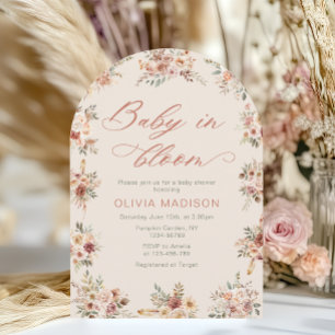 Convite Chá de Bebê Boho Floral Elegante