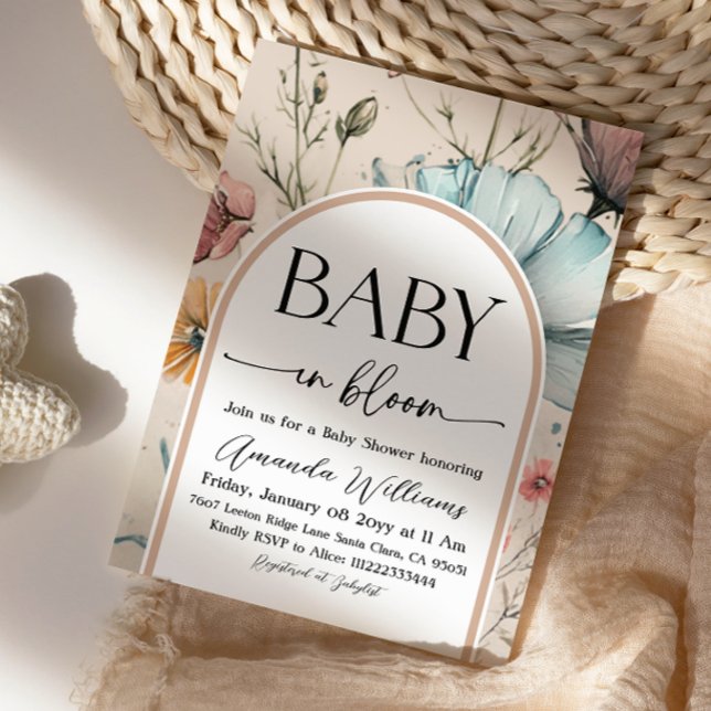 Convite Chá de Bebê Boho Floral Neutro Bebê em Flor (Criador carregado)