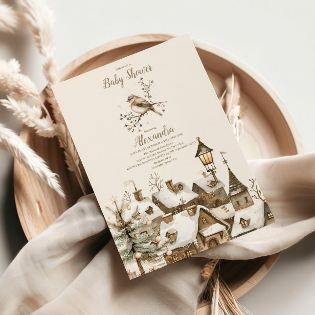Convite Chá de Bebê Boho Inverno Natal (Criador carregado)