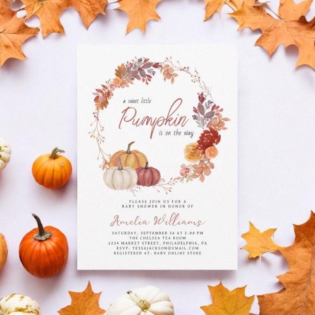 Convite Chá de Bebê Boho Little Pumpkin Gênero Neutro (Criador carregado)