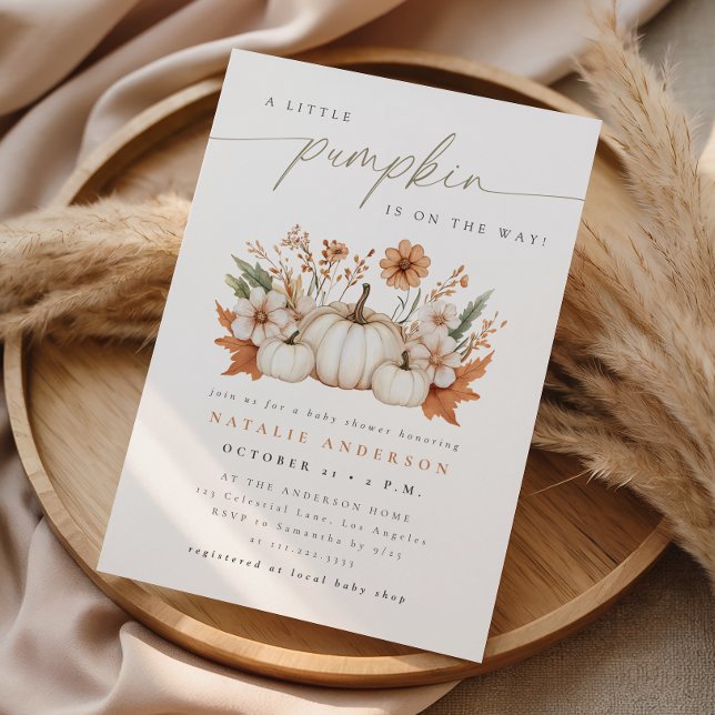 Convite Chá de Bebê Boho Little Pumpkin Outono (Criador carregado)