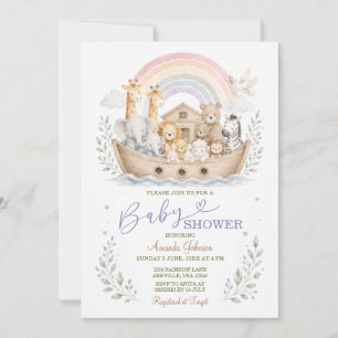 Convite Chá de Bebê Boho Neutro em Pastel Arca de Noé