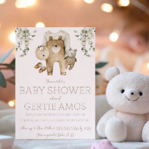 Convite Chá de Bebê Boho Urso Marrom
