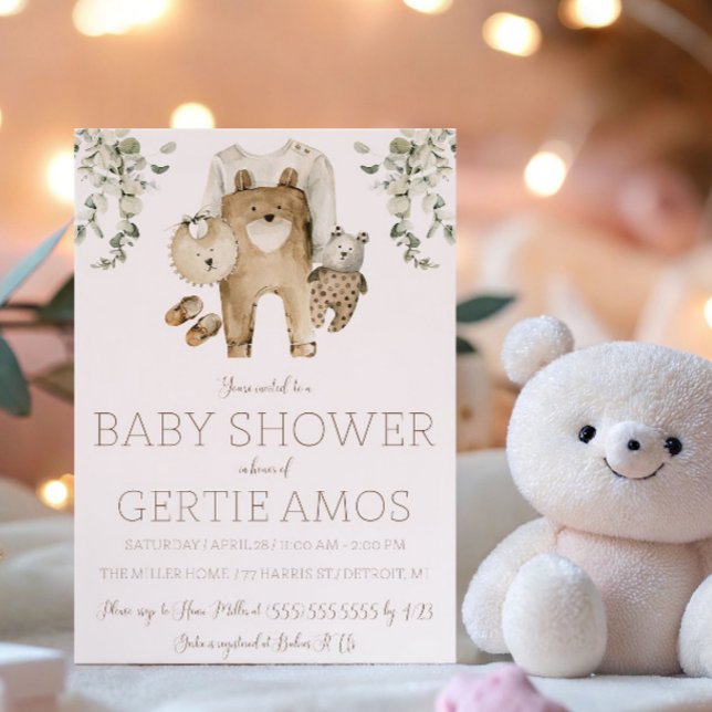 Convite Chá de Bebê Boho Urso Marrom (Criador carregado)