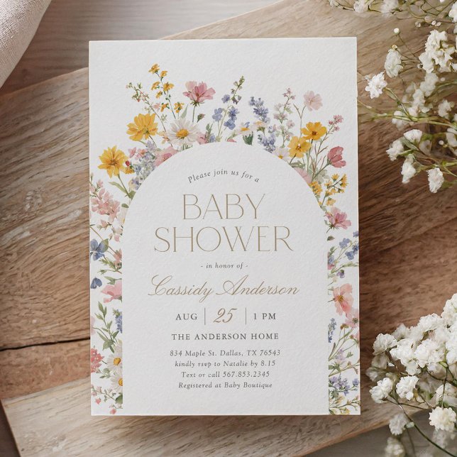 Convite Chá de Bebê Boho Wildflower (Criador carregado)