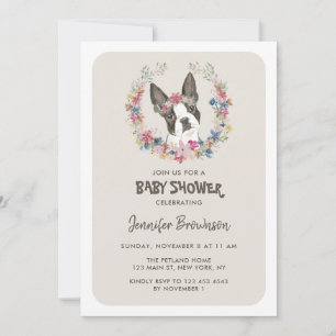 Convite Chá de Bebê Boston Terrier