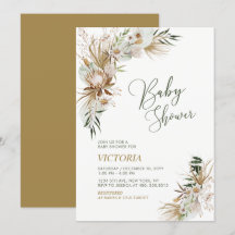 Chá de Bebê Botânico Boho Verde e Dourado