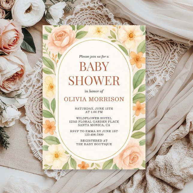Convite Chá de Bebê Botânico de Flor Silvestre Floral (Criador carregado)