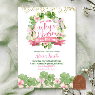 Convite Chá de Bebê Bow Coquette St Patrick Baby Shower