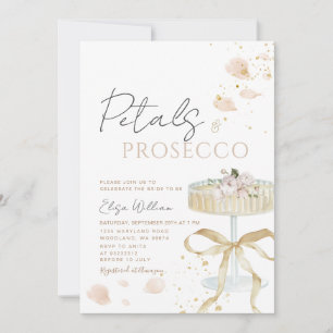 Convite Chá de Bebê Bow Gold Pétalas e Prosecco