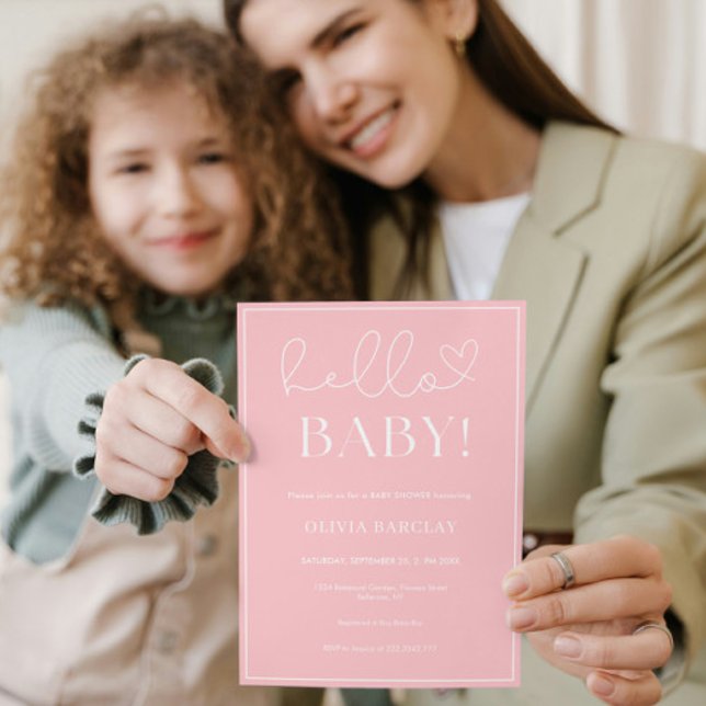 Convite Chá de Bebê Branco Rosa (Criador carregado)