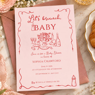 Convite Chá de Bebê Brunch Divertido com Rabiscos