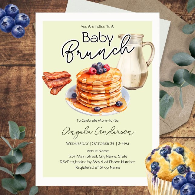 Convite Chá de Bebê Brunch Divertido Verde (Criador carregado)