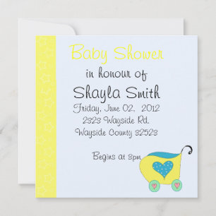 Convite Chá de Bebê Buggy Amarelo Bebê