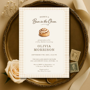 Convite Chá de Bebê Bun in the Oven Gingham Neutro