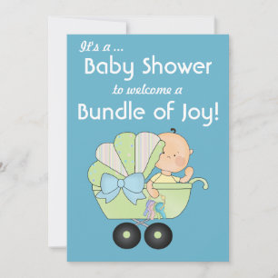 Convite Chá de Bebê Bundle of Joy + Carrinho de Bebê Fofo/