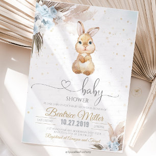 Convite Chá de bebê Bunny Boho 