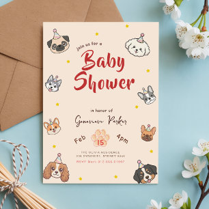 Convite Chá de Bebê Cachorrinho Fofo em Aquarela