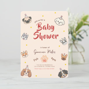 Convite Chá de Bebê Cachorrinho Fofo em Aquarela