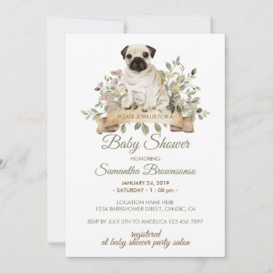 Convite Chá de Bebê Cachorrinho Pug