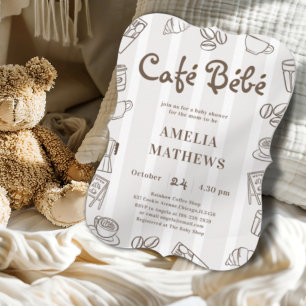 Convite Chá de Bebê Café Bebe Listra Marrom