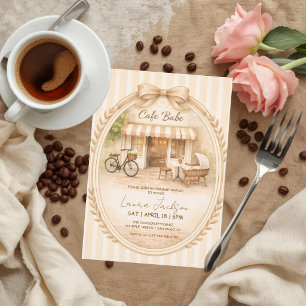 Convite Chá de Bebê Café Bebe Neutro Elegante Marrom