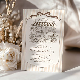 Convite Chá de Bebê Café Bebe Neutro Elegante Marrom