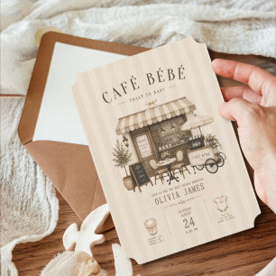 Convite Chá de bebê cafe bebe neutro em tons marrons