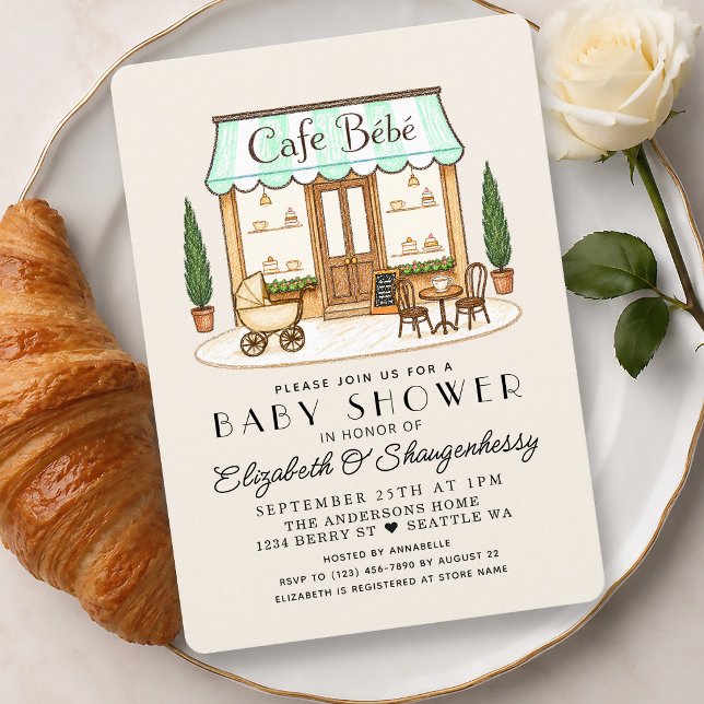 Convite Chá de Bebê Café Bébé Paris França (Criador carregado)