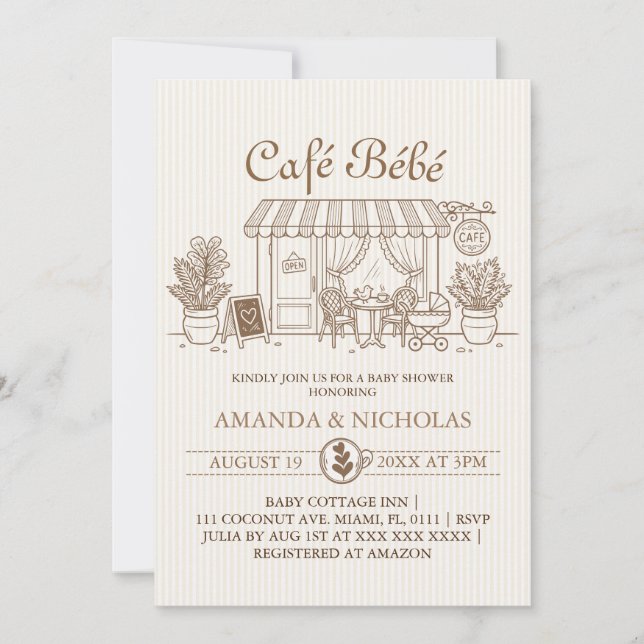 Convite Chá de Bebê Café Bebe Parisiense (Frente)