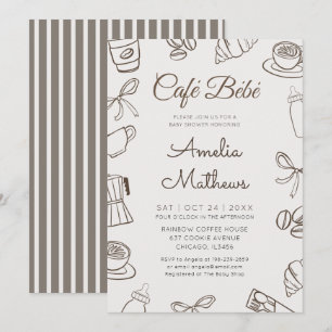 Convite Chá de Bebê Café Bebe Whimsical Coffee & Laço