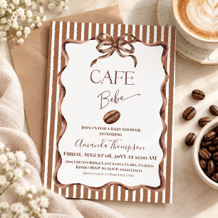 Convite Chá de Bebê Café Brown Bow Café Chá de Bebê