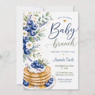 Convite Chá de Bebê Café da Manhã Blueberry Baby em Aquare