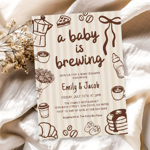 Convite Chá de Bebê Café O Bebê Está Sendo Preparado Desen
