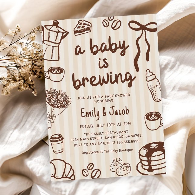 Convite Chá de Bebê Café O Bebê Está Sendo Preparado Desen (Criador carregado)