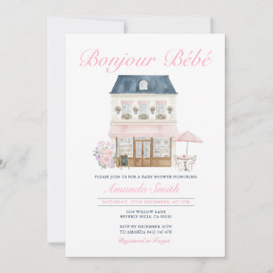 Convite Chá de Bebê Café Parisiense Francês Bonjour Bebe