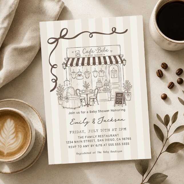 Convite Chá de Bebê Café Tema Parisiense Arco Café (Criador carregado)