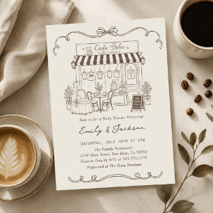 Convite Chá de Bebê Café Tema Parisiense Arco Café