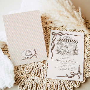 Convite Chá de Bebê Café Tema Parisiense Laço Café