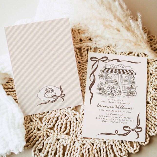 Convite Chá de Bebê Café Tema Parisiense Laço Café (Criador carregado)