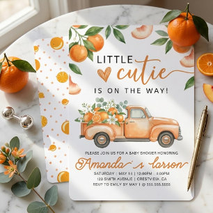 Convite Chá de Bebê Caminhão Laranja Vintage Little Cutie 