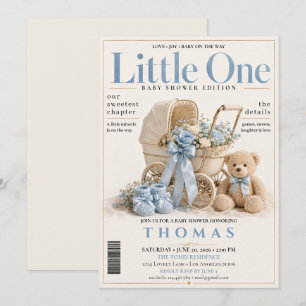 Convite Chá de Bebê Capa de Revista Elegante para Menino