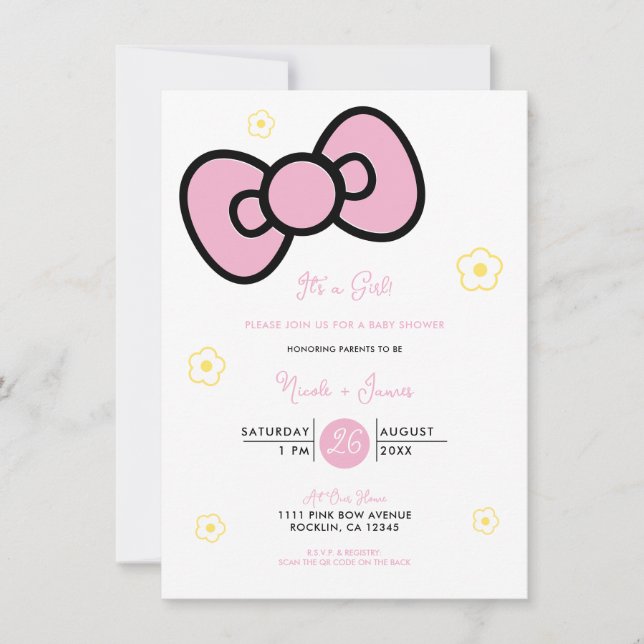 Convite Chá de Bebê Caprichoso Arco Rosa Fofo (Frente)
