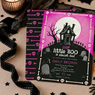 Convite Chá de Bebê Casa Assombrada de Halloween Assustado