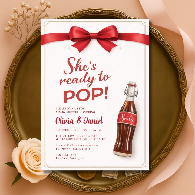 Convite Chá de Bebê Casais Ready to Pop Soda Arco Vermelho (Criador carregado)
