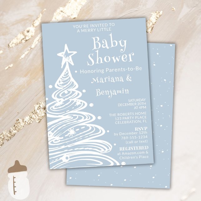 Convite Chá de Bebê Casal Menino Azul Natal (Criador carregado)