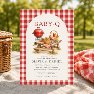 Convite Chá de Bebê Casal Xadrez Vermelho Baby Q