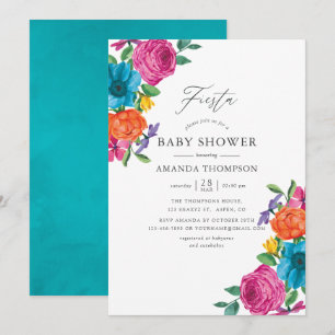 Convite Chá de Bebê Casamento Floral Aquarela Fiesta