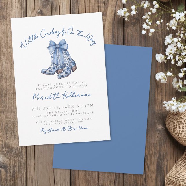 Convite Chá de Bebê Caubói Country (Country Bow Cowboy Baby Shower Invitation)
