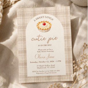 Convite Chá de Bebê Cereja Little Cutie Pie Outono Gingham